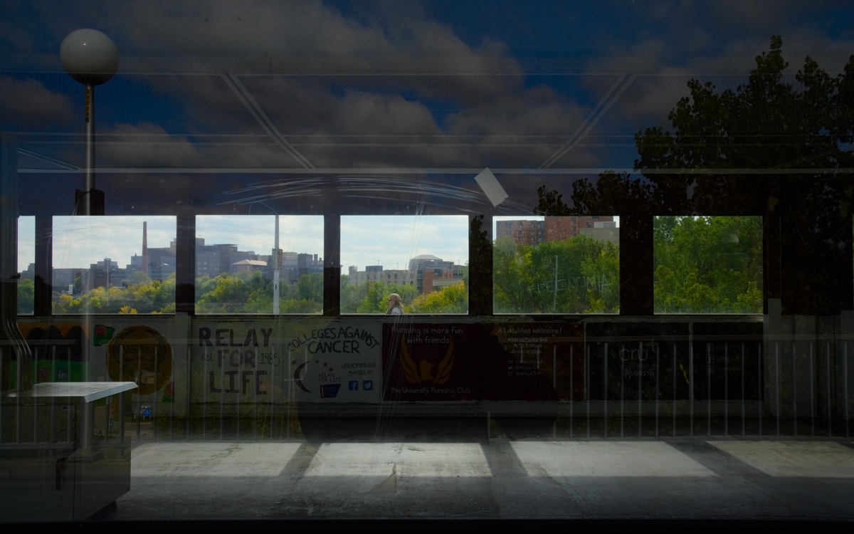 reflections through multiple glass windows