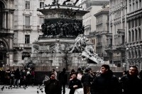 a street scene from the piazza del duomo in milan