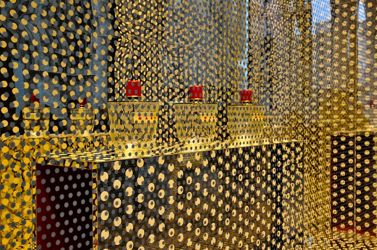 patterns and spots in the storefront in milan